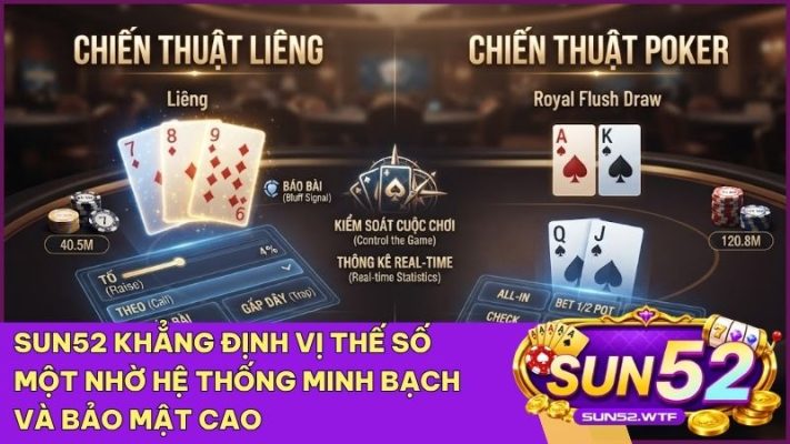 Hệ thống bảo mật đa lớp giúp mọi ván bài đối kháng Liêng và Poker Sun52 diễn ra minh bạch, an toàn
